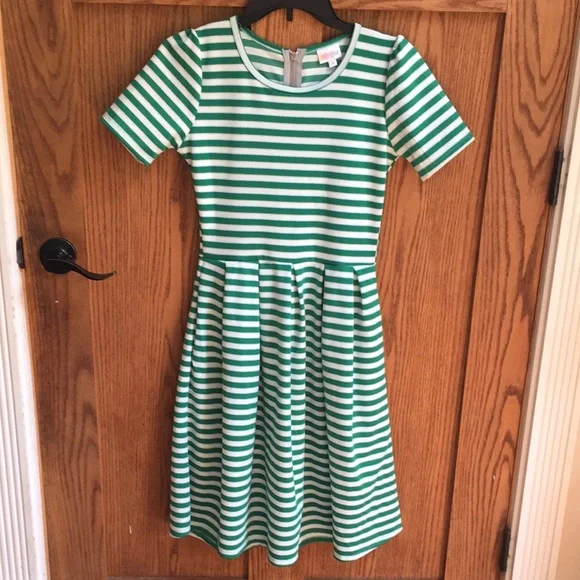 LuLaRoe | Dresses | Lularoe Green And White Aline Casual Dress | Poshmark